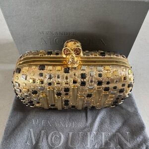 Alexander McQueen Gold Studded Classic Skull Box Clutch